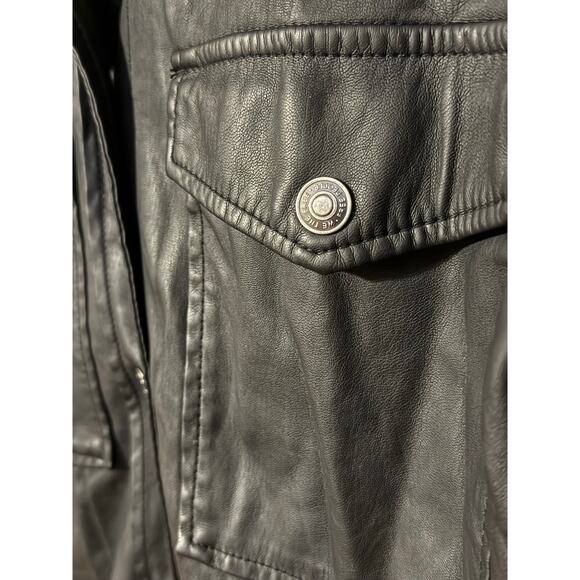 Free People We The Free Vegan Leather Black Jacket Snap Button Women’s Size M - Picture 3 of 5